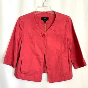 Talbots Women's Stretch Crop Swing Single Button Jacket in Dusty Rose Pink sz 8P